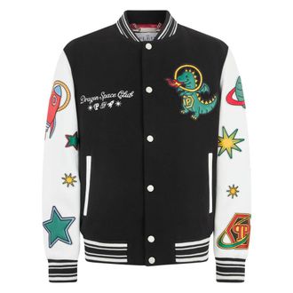 Philipp Plein College Bomberjack - Heren - Bomber jackets - Zwart - XL - Wol - Jassen