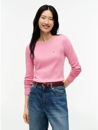 Tommy Hilfiger Womens Long-Sleeve Crewneck Favorite T-Shirt - Mystic Pink - XXL