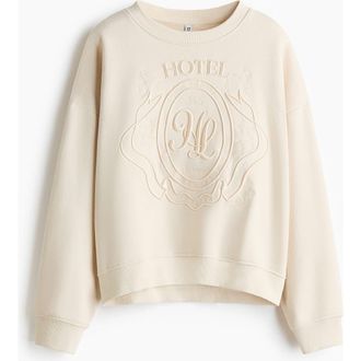 H&M Motif-detail Sweatshirt in Light Beige/h&ocirc;tel De Luxe at Nordstrom, Size Xx-Large