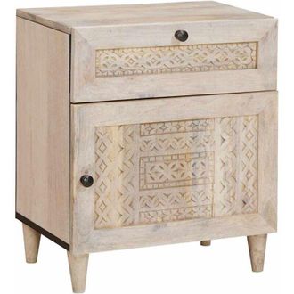 vidaXL vidaXL Comodino Beige 50 x 33 x 60 cm legno massello di mango