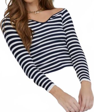 Bishop + Young Marlow Off Shoulder Sweater In Strip