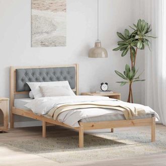 vidaXL Bed Frame Light Grey 100 x 200 cm Solid Pine Wood vidaXL