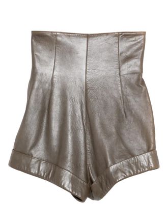 Romeo Gigli 1990s leather shorts - Green