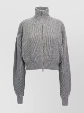 Max Mara short high neck ribbed knit sweater