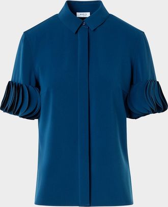 Akris Layered Short-Sleeve Signature Blouse
