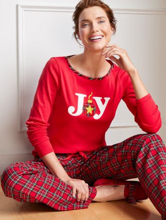 Talbots Plus Size - Cotton Sleep Set - Apple Cider Plaid - Red - 1X Talbots
