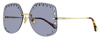 Chlo&eacute; Womens Perforated Lens Sunglasses CH0111S 001 Gold/Havana 63mm