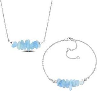 Delmar Aquamarine Fancy Bead Necklace & Bracelet Set in Blue at Nordstrom Rack