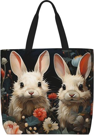 Generic Cute Bunnys Shopper Bag Durable Shoulder Bag Lightweight Shopping Bags For Beach Casual College