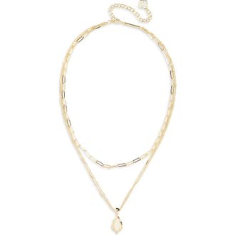 Kendra Scott Adriana Scallop Multistrand Necklace in Gold Natural Mother Of Pearl at Nordstrom