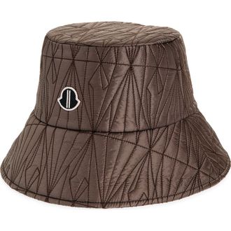 Moncler Quilted Bucket Hat in Taupe at Nordstrom, Size Medium