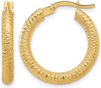 Diamond2Deal 14K Yellow Gold Diamond-Cut Round Hoop Earrings 20.1 mm