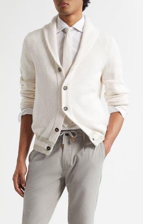Eleventy Shawl Collar Cardigan in White Sand And White at Nordstrom, Size Xx-Large