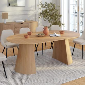 IDMarket Angele Mesa De Comedor Redonda Extensible Para 4-10 Personas Madera Efecto Haya 110-200 Cm