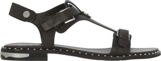Ash Brown Piper Studded Leather Sandals