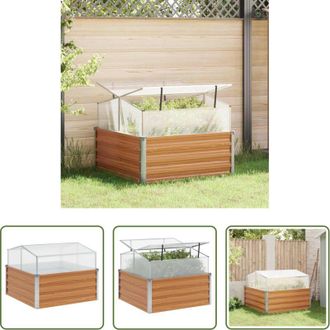 vidaXL Serra in acciaio - Vaso da giardino con serra Marrone Chiaro 100 x 100 x 77 cm