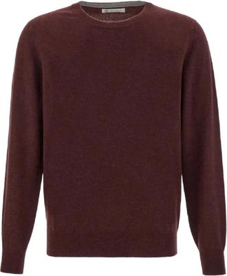 Brunello Cucinelli Truien & Vesten, Heren, Bruin, M, Wol, Klassieke Crew Neck Gebreide Kleding voor Mannen