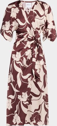 Misa Hadassa Floral Satin Midi Dress