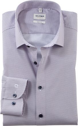 Olymp Level Five Mens Long-Sleeved Shirt, Rotation Print on Plain, Level 5.22 Modern Kent, Light Rose 31, 18