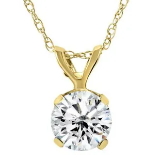 Pompeii3 1/5Ct Lab Grown Solitaire Diamond Pendant 14k Yellow Gold Necklace