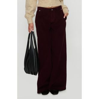 Princess Polly Jacynda Low Rise Wide Leg Corduroy Pants in Currant at Nordstrom, Size 10