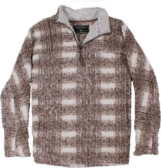 True Grit Mens Big Plaid 1/4 Zip Pullover In Brown