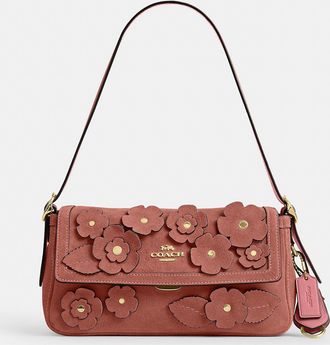 Coach Etta Small Flap Shoulder Bag With Floral Applique