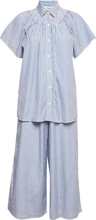 Max Mara 2024 striped cotton shirt and trousers set - Blue