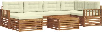 vidaXL Conjunto De Sof&aacute;s De Exterior 7 Uds. Natural Y Crema Vidaxl