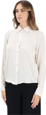 A|X Armani Exchange Overhemden, Dames, Wit, L, Lange mouw crèmekleurig overhemd