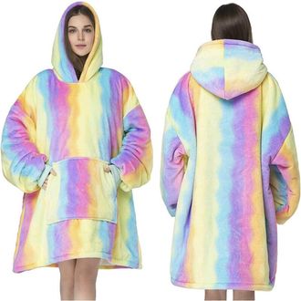 Trade Shop Trade Shop - Coperta Felpa Con Maniche Tasca E Cappuccio Comoda E Calda In Vari Colori Plaid