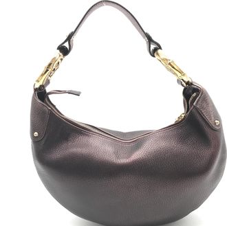 Gucci Metallic Leather Bamboo Ring Hobo Womens Bag (Pre-Owned)