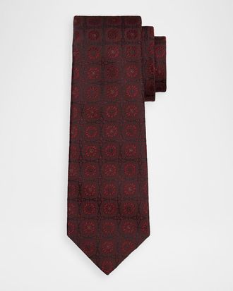 Kiton Men & apos;s Silk Floral Jacquard 7-Fold Tie