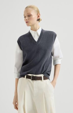 Brunello Cucinelli Cashmere knit vest in Blue at Nordstrom, Size Medium Eu