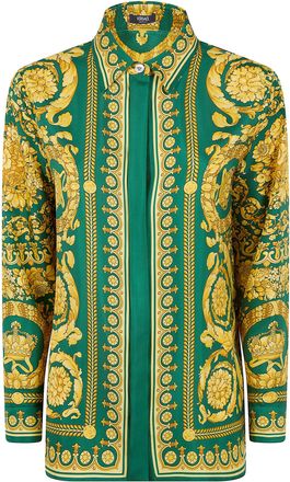 Versace Formal Shirt Twill Silk Fabric With Baroque Heritage Print