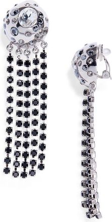 Oscar De La Renta Crystal Fringe Chandelier Clip-On Earrings in Black Diamond at Nordstrom