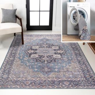 Jonathan Y Designs Maris Ornate Medallion Machine-Washable Area Rug in Blue/cream at Nordstrom, Size 3Ft 0In X 5Ft 0In