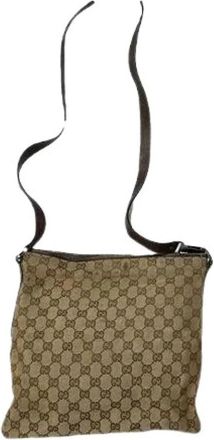 Gucci Pre-owned Vintage Cross Body Tas - Dames - Vintage Schoudertas - Beige - ONE Size - Katoen - Vintage