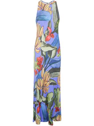 Farm Rio Dress Sleeveless Maxi Banana Grapes