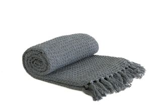 TJ Hughes Honeycomb - Recycled Cotton Throw in Charcoal - TJ Hughes
