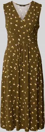 Zero Knielanges Kleid mit V-Ausschnitt in Khaki, Größe 34