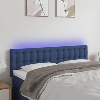 vidaXL Cabecero Con Led De Tela Azul 144x5x78/88 Cm Vidaxl