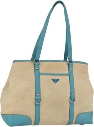 Prada Pre-owned Tote Bags, female, Multicolor, Size: ONE SIZE Pre-owned Canvas Tote Bag
