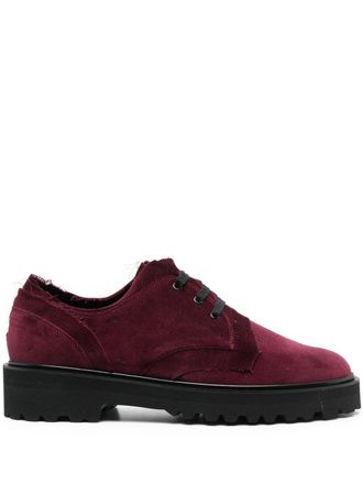 Yohji Yamamoto velvet lace-up derby shoes - men - Calf Leather/Rubber/Fabric/Fabric - 21 - Red