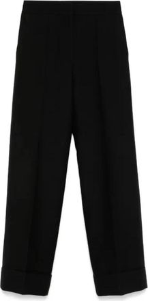 Valentino Garavani Crepe Couture Broek - Dames - Wijde Broeken - Zwart - L - Katoen - Broeken