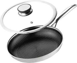 OEM Sart&eacute;n Cer&aacute;mica Profesional Kanso De 24 Cm Con Tapa, Dise&ntilde;o De Panal, Apta Para Inducci&oacute;n, Gas Y Acero Inoxidable