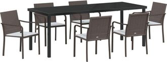 vidaXL Garden Dining Set 7 pcs Brown and Black PE Rattan vidaXL
