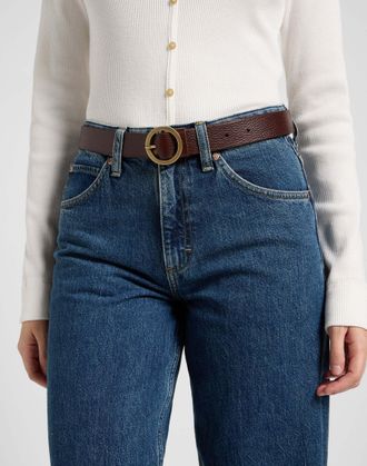 Lee H&uuml;ftg&uuml;rtel LEE Lee G&uuml;rtel Round Buckle Belt, Damen, Gr. 85, braun, Obermaterial: 100% Rindsleder Leather cow., G&uuml;rtel H&uuml;ftg&uuml;rtel