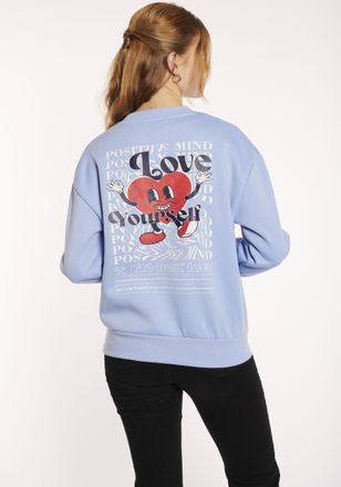 Hailys Sweatshirt HAILYS LS C SW Mi44lou, Damen, Gr. XXL, blau (pearl blau), Sweatware, Obermaterial: 60% Baumwolle, 40% Polyester, bedruckt, h&uuml;ftlang, Rundh