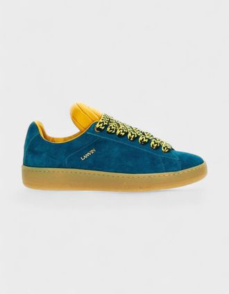 Lanvin Womens Lanvin x Future Hyper Curb Suede Sneakers Blue Wmns - Navy - Size: 6